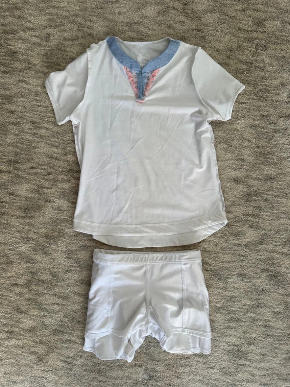 LUCKY IN LOVE Girls White Jersey Tennis Set M/L (10/12)